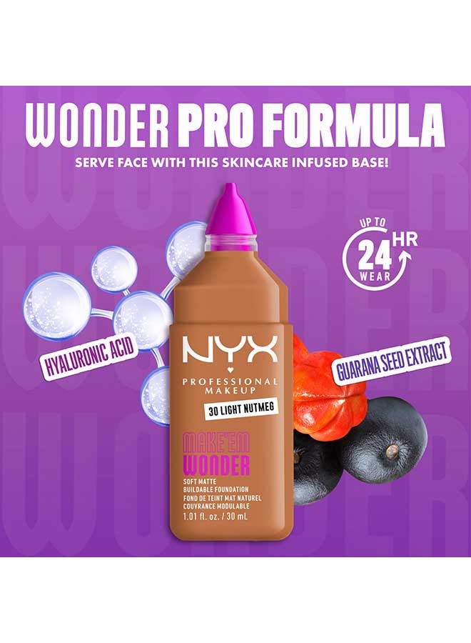 NYX PROFESSIONAL MAKEUP Make 'EM Wonder, 24H Soft Matte Foundation, Undetectable  Finish, Light Nutmeg - Image 4